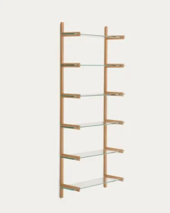 Kave Home Wandrek Sitra Modulair 6-glazen Planken Eikenhout 90cm