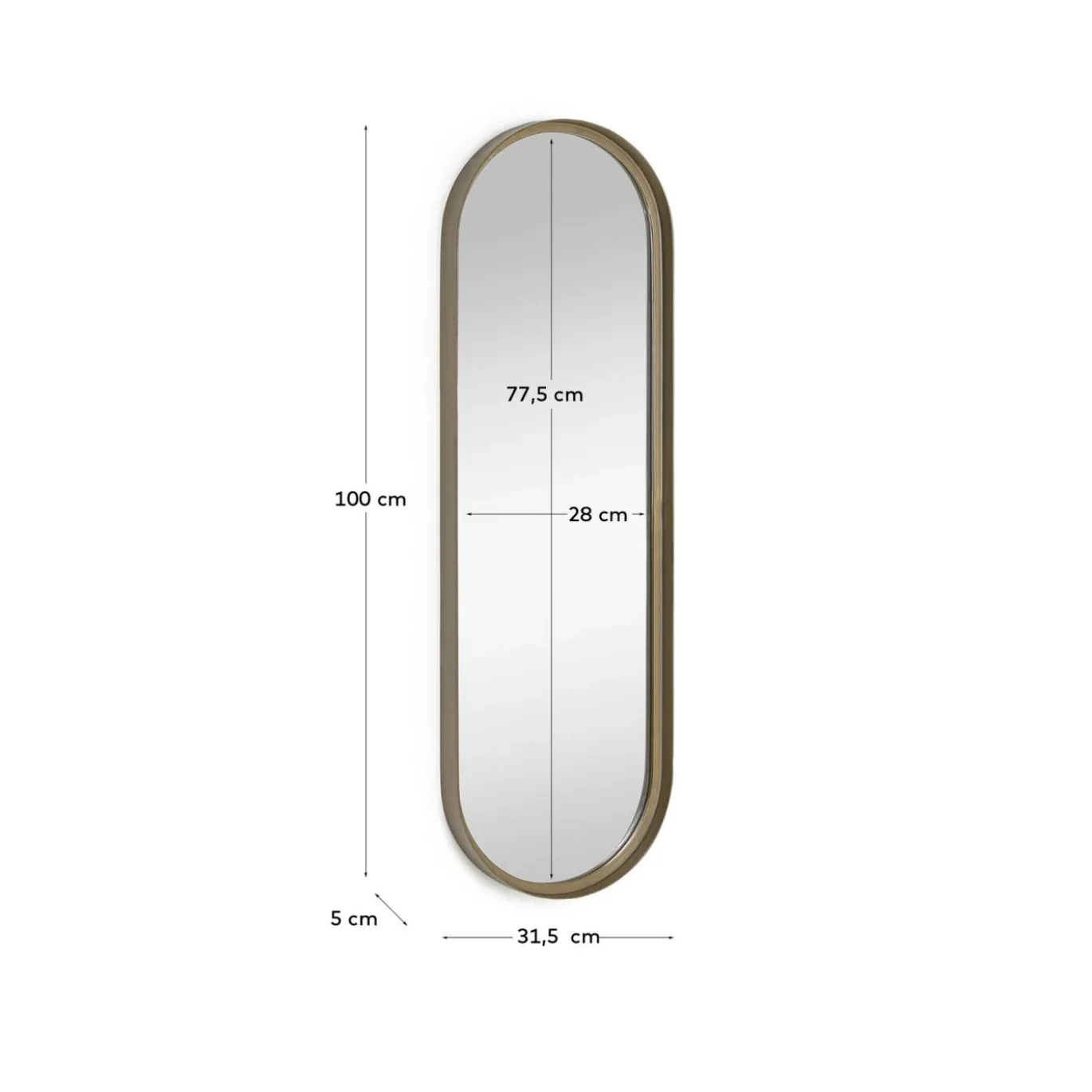 Kave Home Wandspiegel Tiare Goud 100cm