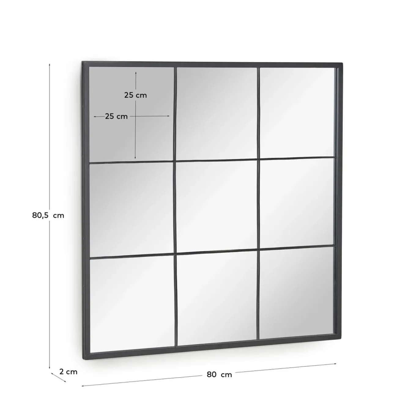 Kave Home Wandspiegel Ulrica Zwart Metaal 80x80cm