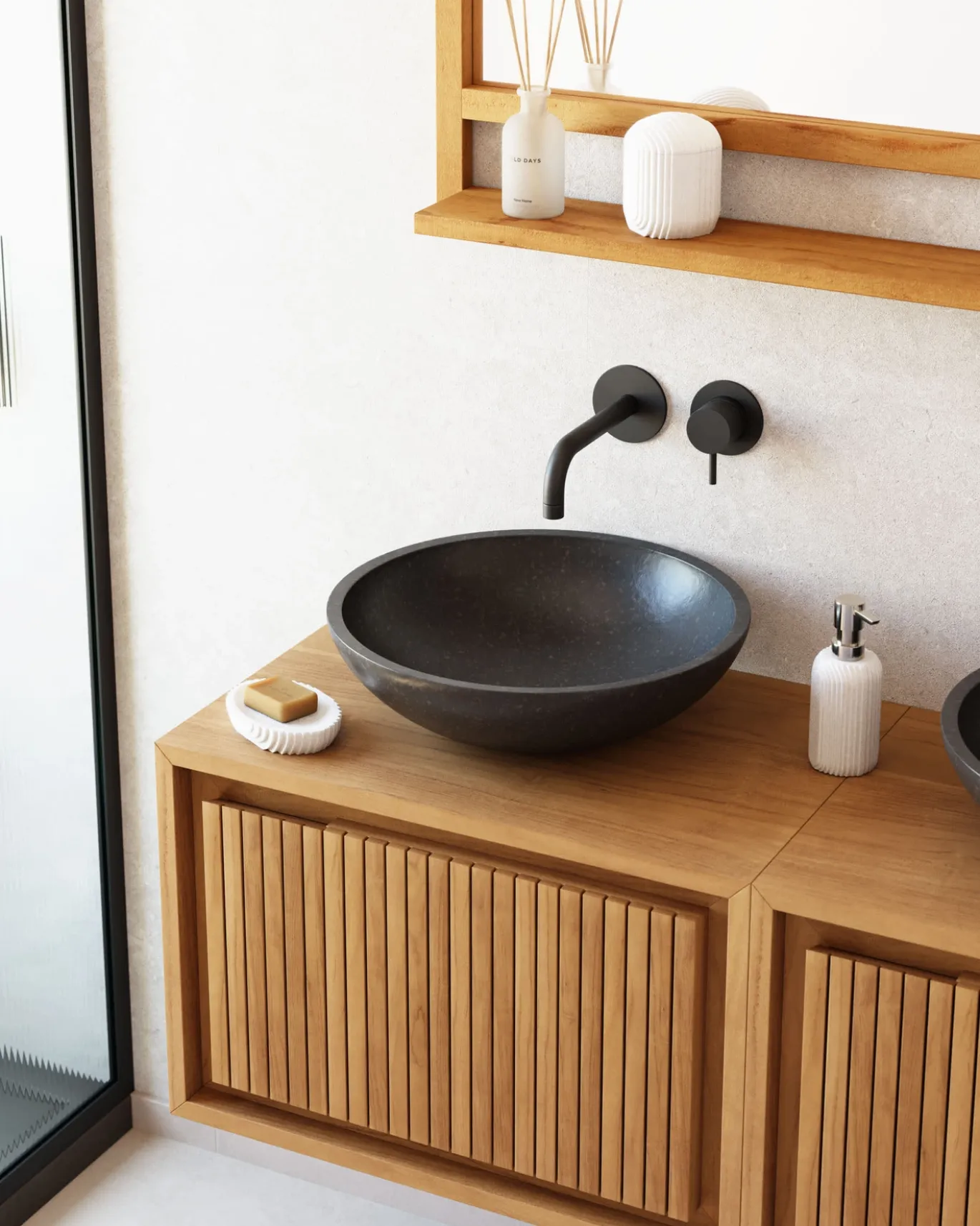 Kave Home Wastafel Delina Zwart Terrazzo Ø40cm