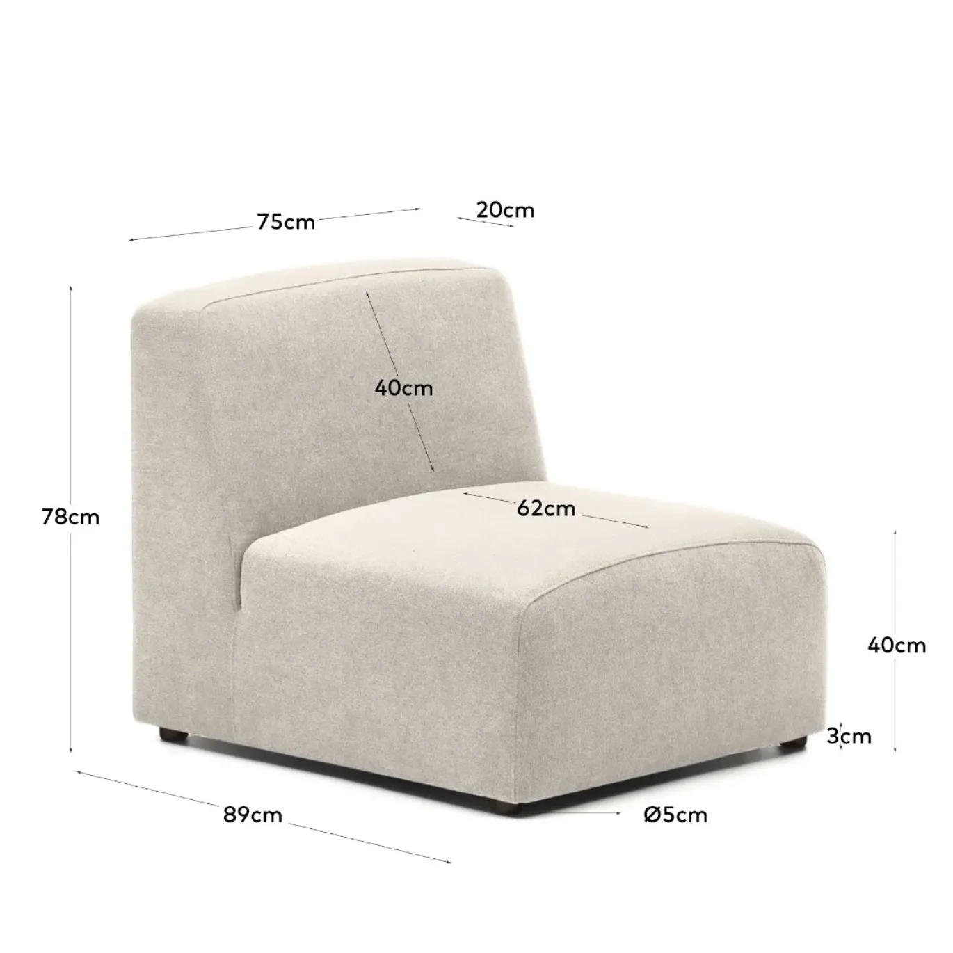 Kave Home Zitmodule Neom Beige 75cm