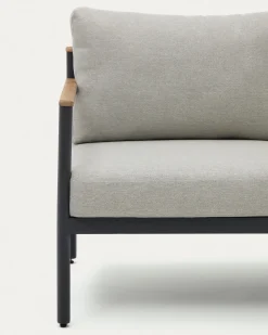 Kave Home 2-Zitsbank Aiguafreda met 2 Fauteuils en Salontafel Grijs Aluminium