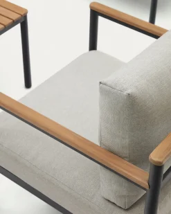 Kave Home 2-Zitsbank Aiguafreda met 2 Fauteuils en Salontafel Grijs Aluminium