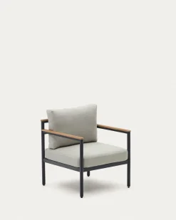 Kave Home 2-Zitsbank Aiguafreda met 2 Fauteuils en Salontafel Grijs Aluminium