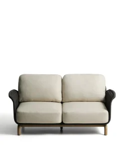 Kave Home 2-Zitsbank Alipa Acaciahout Grafiet/Beige 165cm