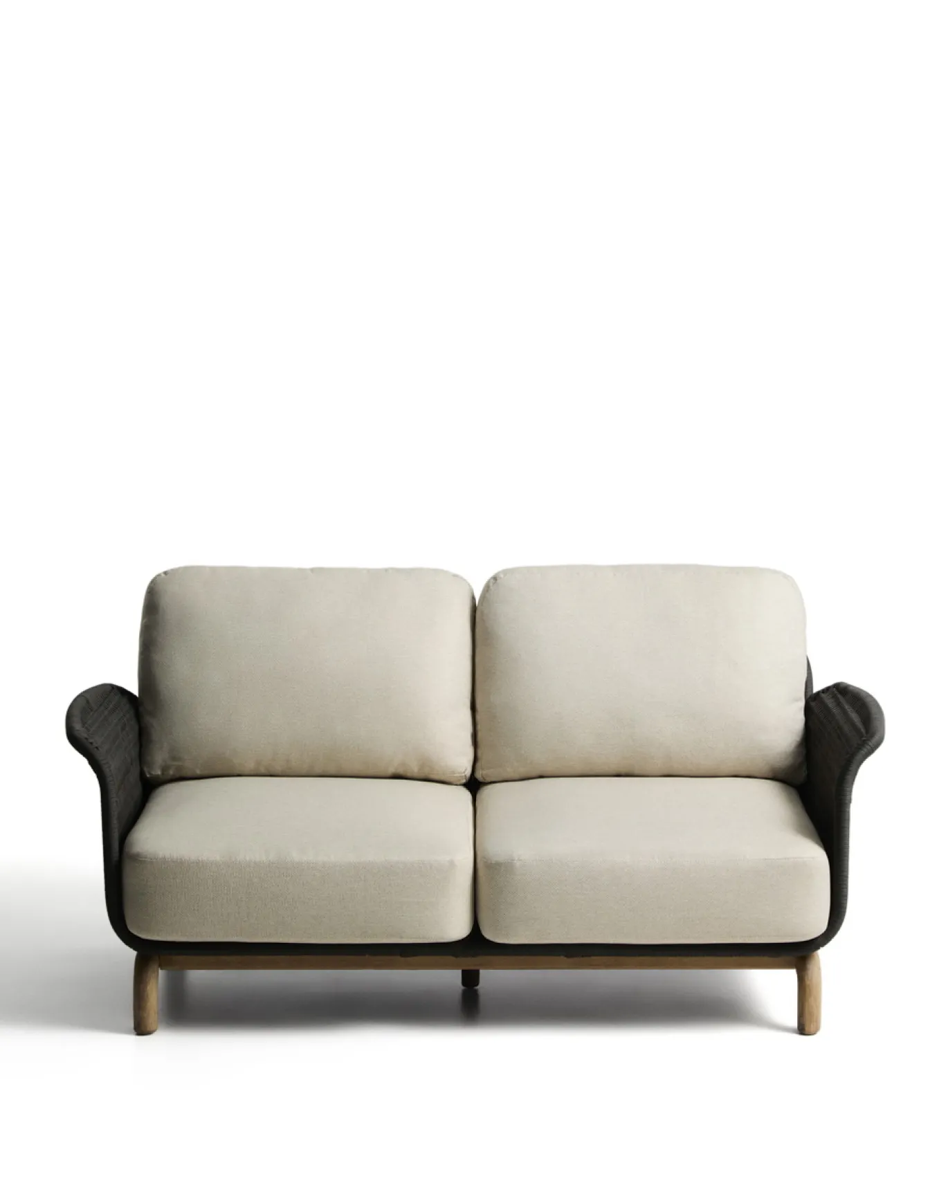 Kave Home 2-Zitsbank Alipa Acaciahout Grafiet/Beige 165cm