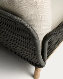 Kave Home 2-Zitsbank Alipa Acaciahout Grafiet/Beige 165cm