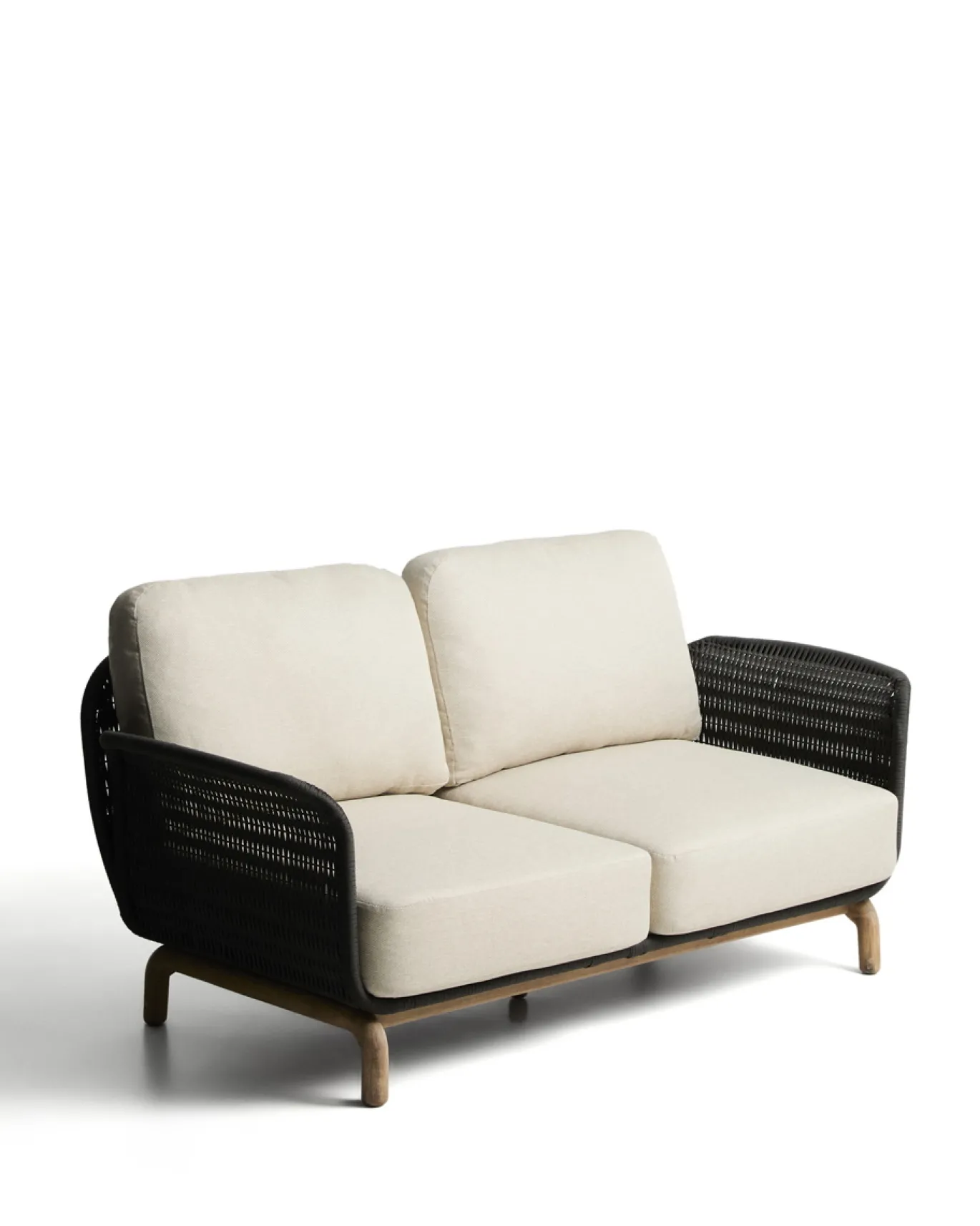 Kave Home 2-Zitsbank Alipa Acaciahout Grafiet/Beige 165cm
