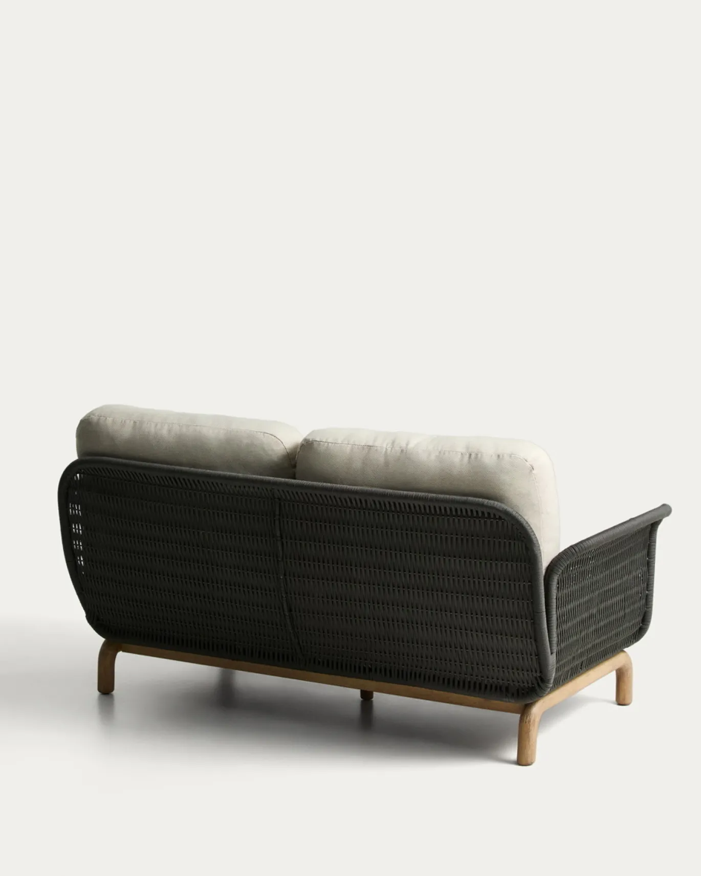 Kave Home 2-Zitsbank Alipa Acaciahout Grafiet/Beige 165cm