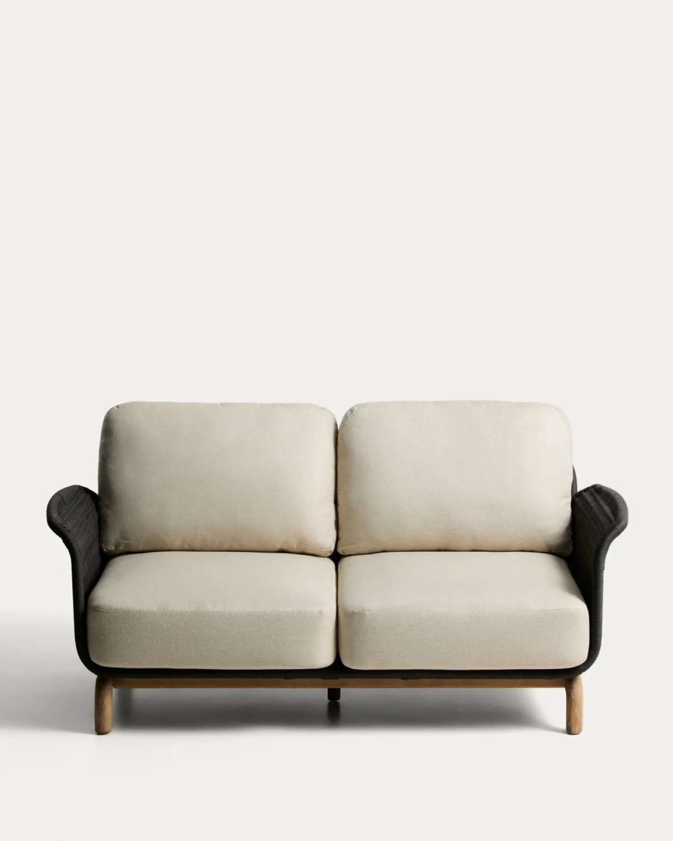 Kave Home 2-Zitsbank Alipa Acaciahout Grafiet/Beige 165cm