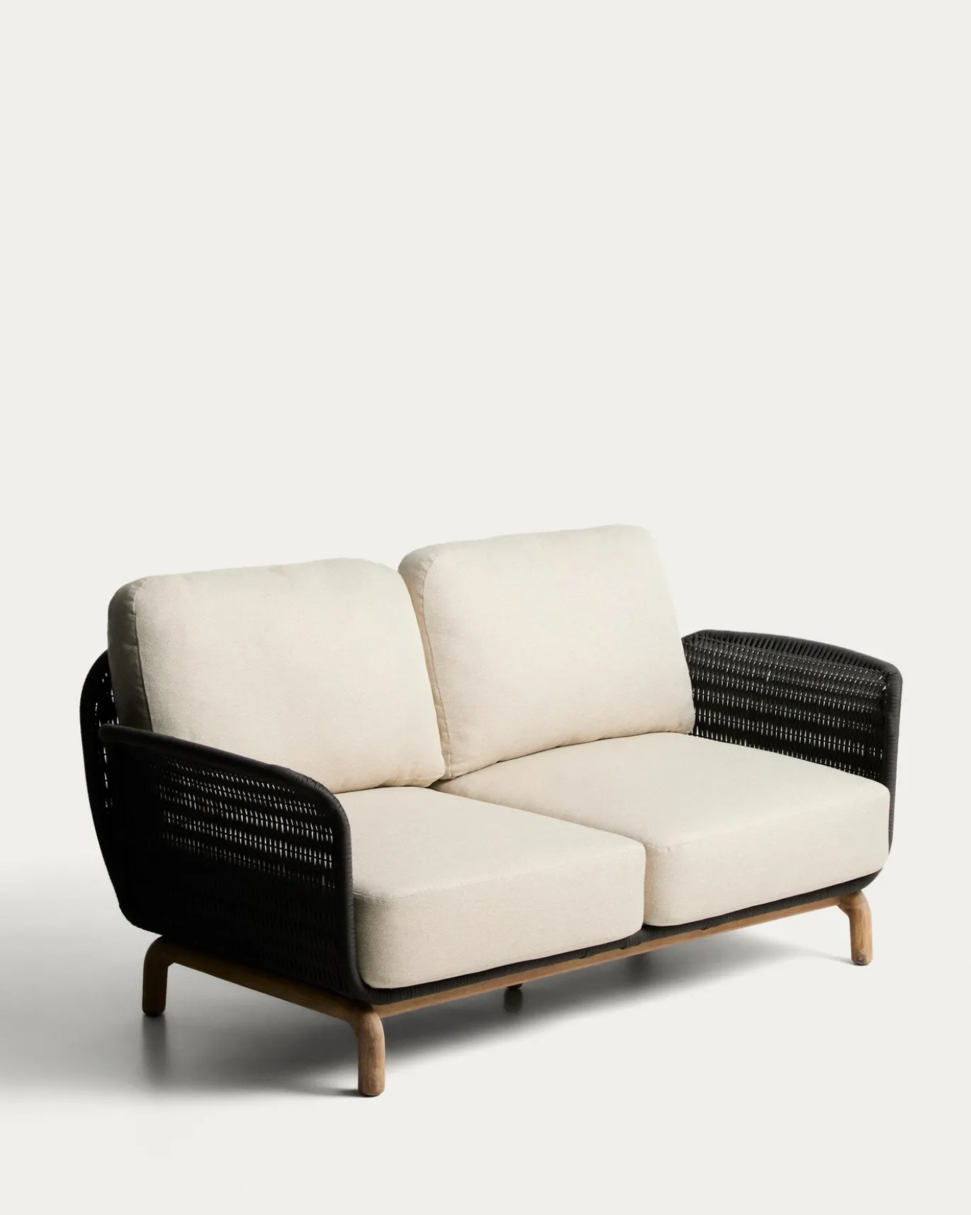 Kave Home 2-Zitsbank Alipa Acaciahout Grafiet/Beige 165cm