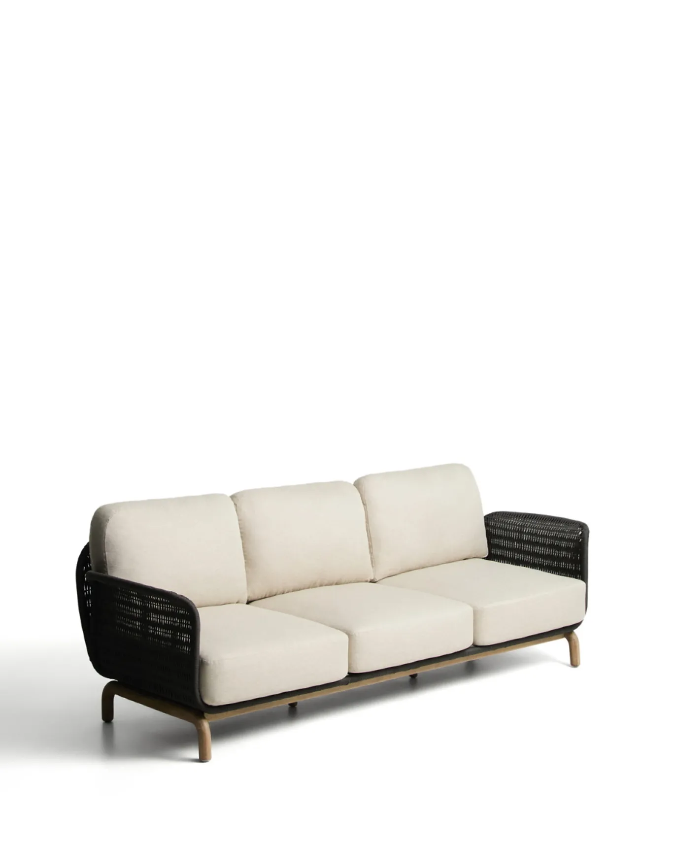 Kave Home 3-Zitsbank Alipa Acaciahout Grafiet/Beige 235cm