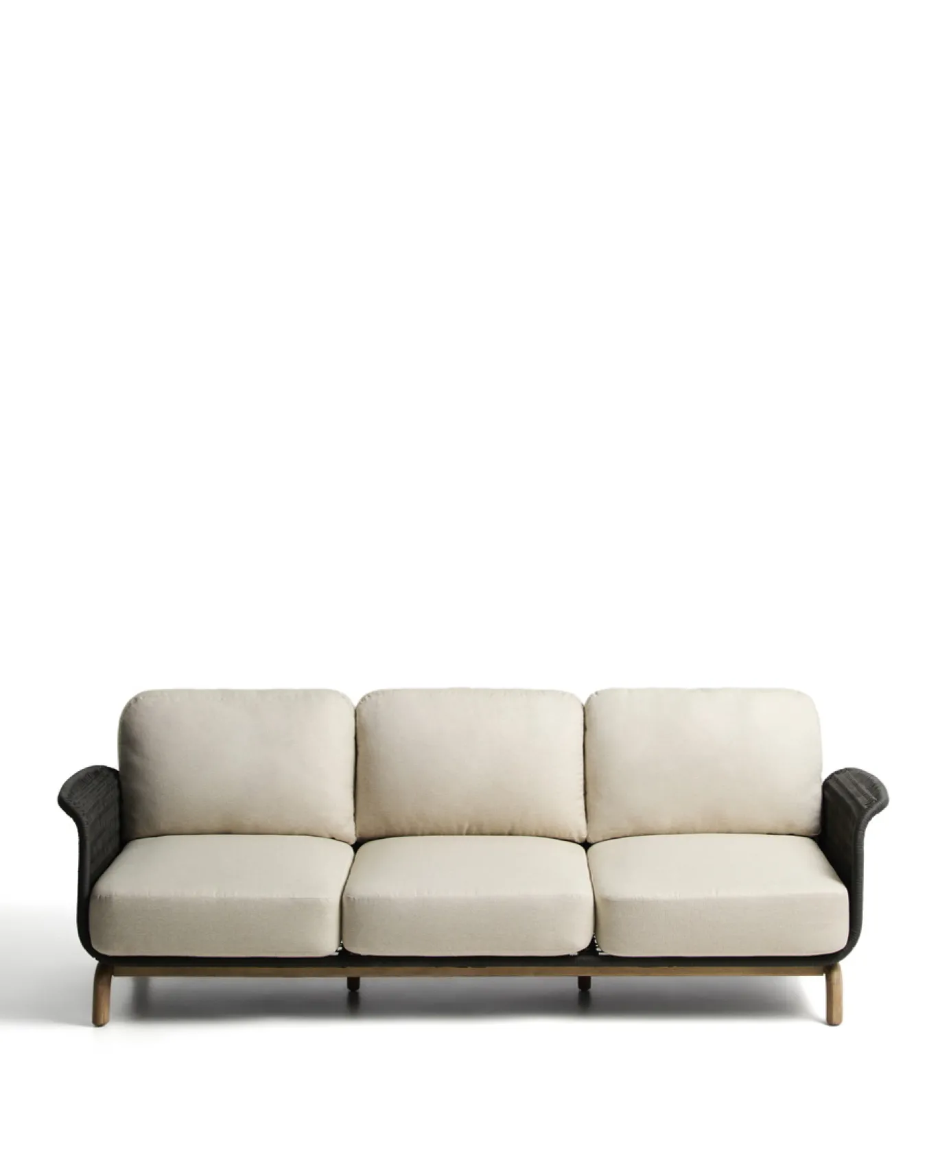 Kave Home 3-Zitsbank Alipa Acaciahout Grafiet/Beige 235cm