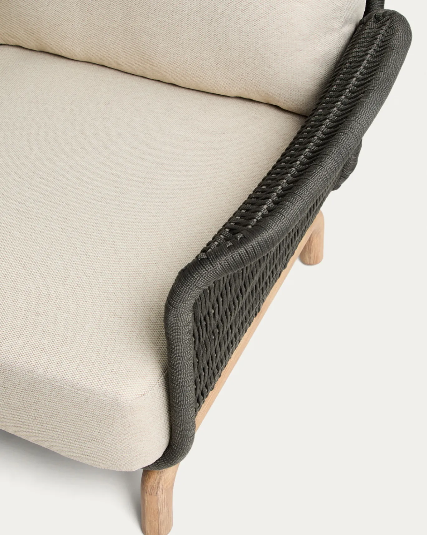 Kave Home 3-Zitsbank Alipa Acaciahout Grafiet/Beige 235cm