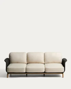 Kave Home 3-Zitsbank Alipa Acaciahout Grafiet/Beige 235cm