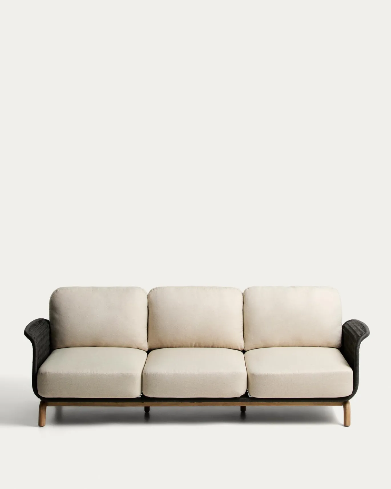 Kave Home 3-Zitsbank Alipa Acaciahout Grafiet/Beige 235cm