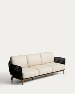 Kave Home 3-Zitsbank Alipa Acaciahout Grafiet/Beige 235cm
