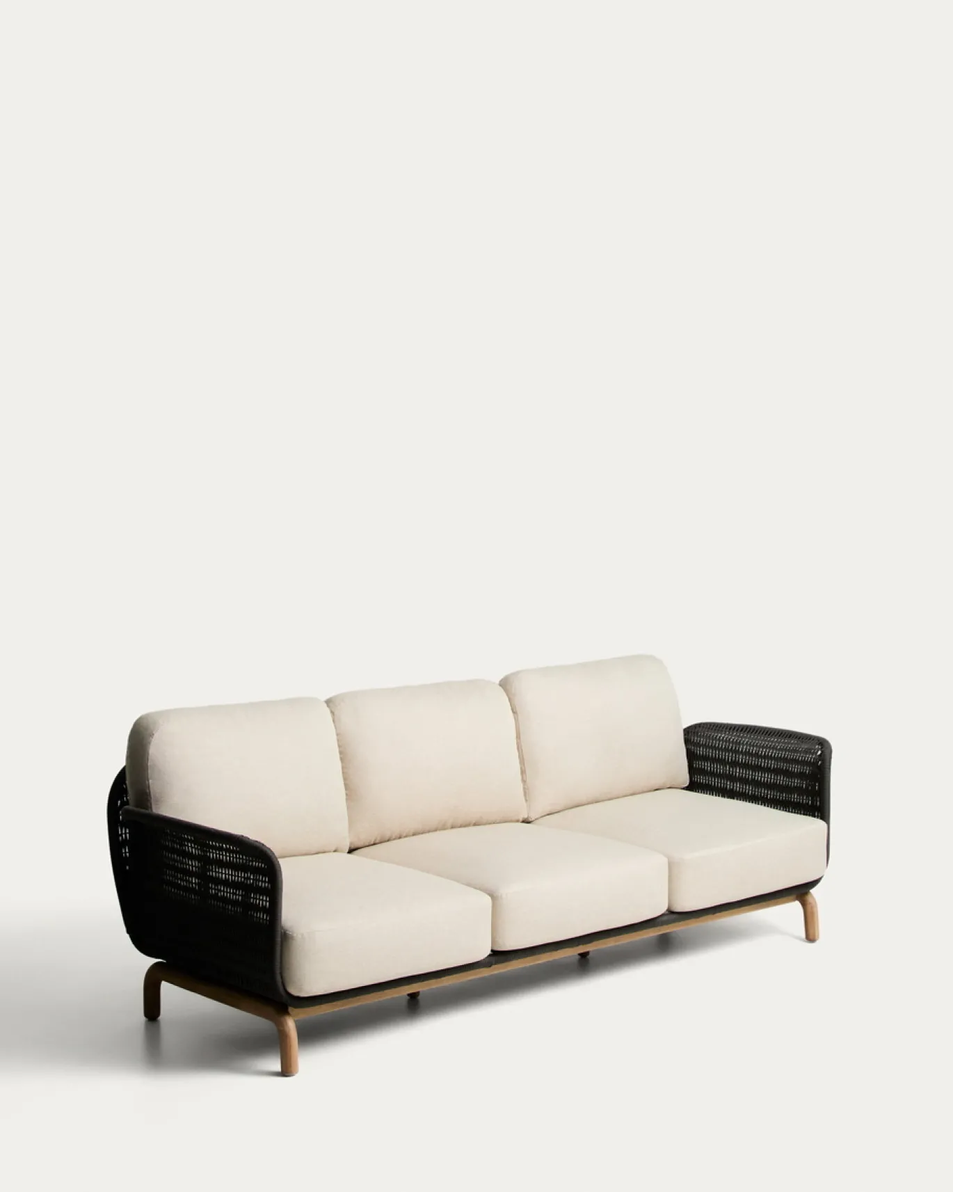 Kave Home 3-Zitsbank Alipa Acaciahout Grafiet/Beige 235cm