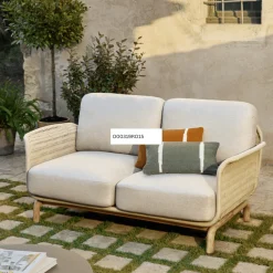 Kave Home 2-Zitsbank Alipa Acaciahout Beige 165cm