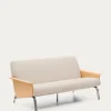 Kave Home 2-zitsbank Amsen Beige Eiken Multiplex en Geborsteld RVS 150cm