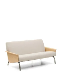 Kave Home 2-zitsbank Amsen Beige Eiken Multiplex en Geborsteld RVS 150cm