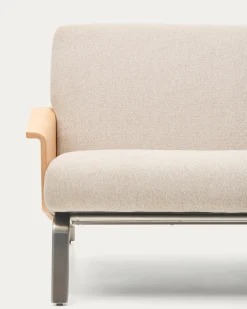 Kave Home 2-zitsbank Amsen Beige Eiken Multiplex en Geborsteld RVS 150cm