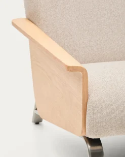 Kave Home 2-zitsbank Amsen Beige Eiken Multiplex en Geborsteld RVS 150cm