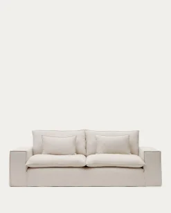 Kave Home 3-zitsbank Anarela Beige Linnen 280cm