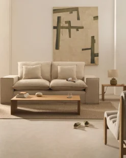 Kave Home 2-zitsbank Anarela Beige Linnen 240cm