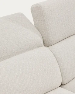 Kave Home 2-zitsbank Aurum Ecru Chenille En Matgrijs Metaal 214cm