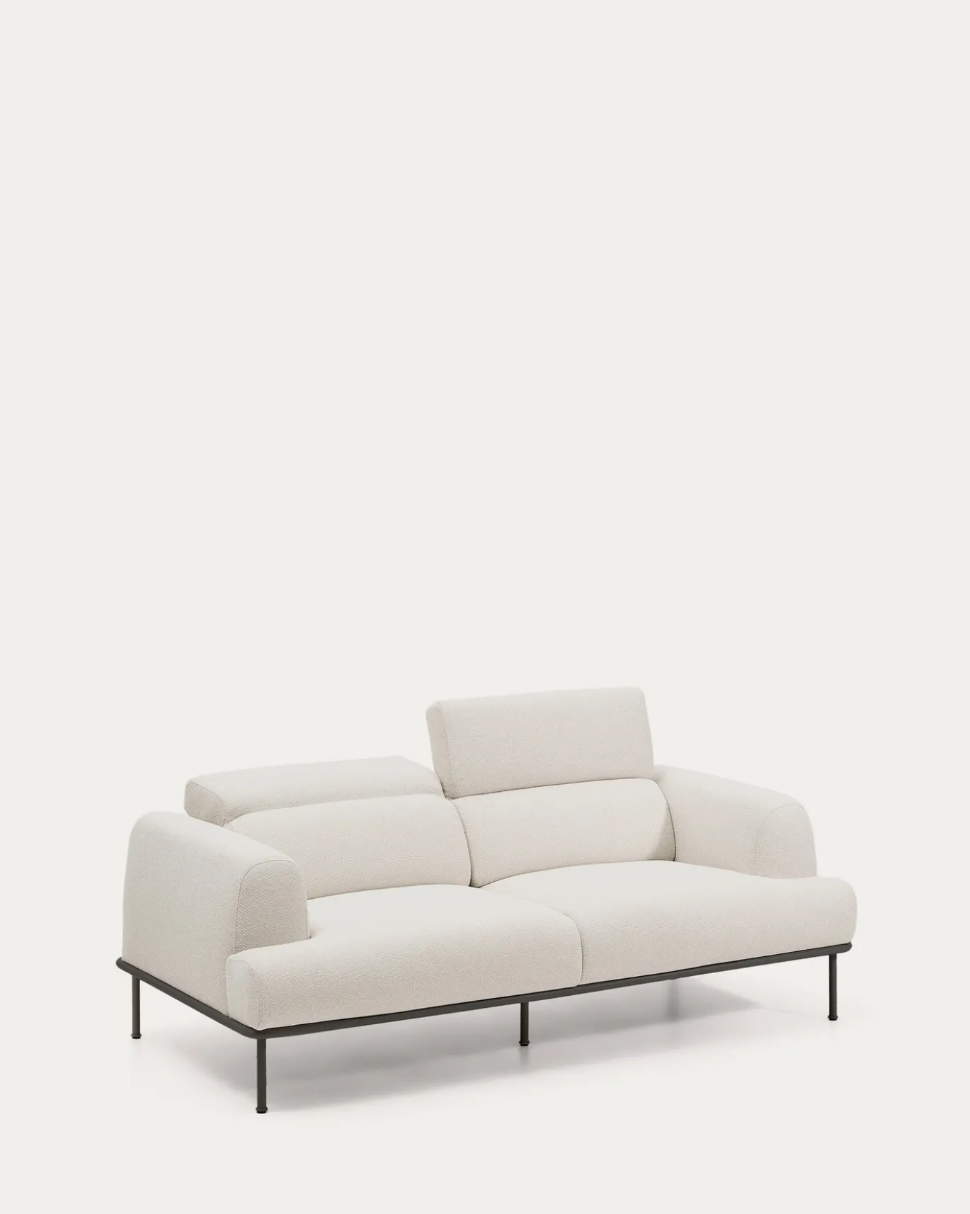 Kave Home 2-zitsbank Aurum Ecru Chenille En Matgrijs Metaal 214cm
