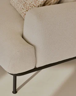 Kave Home 2-zitsbank Aurum Ecru Chenille En Matgrijs Metaal 214cm