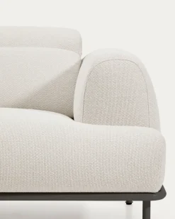 Kave Home 2-zitsbank Aurum Ecru Chenille En Matgrijs Metaal 214cm