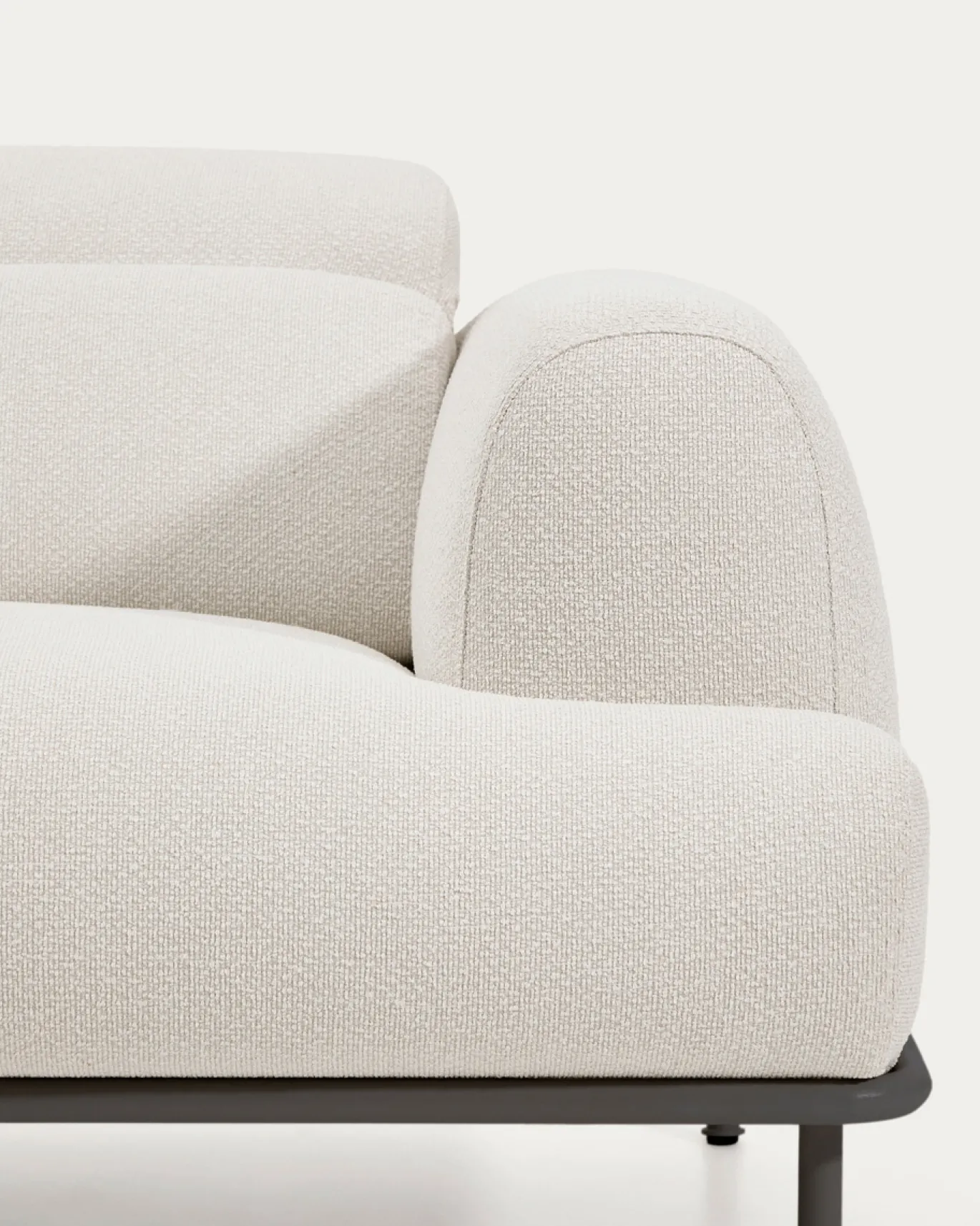 Kave Home 2-zitsbank Aurum Ecru Chenille En Matgrijs Metaal 214cm