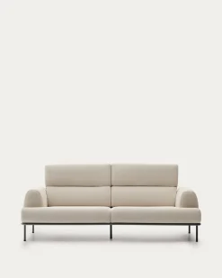 Kave Home 3-zitsbank Aurum Ecru en Matgrijs Onderstel 234cm