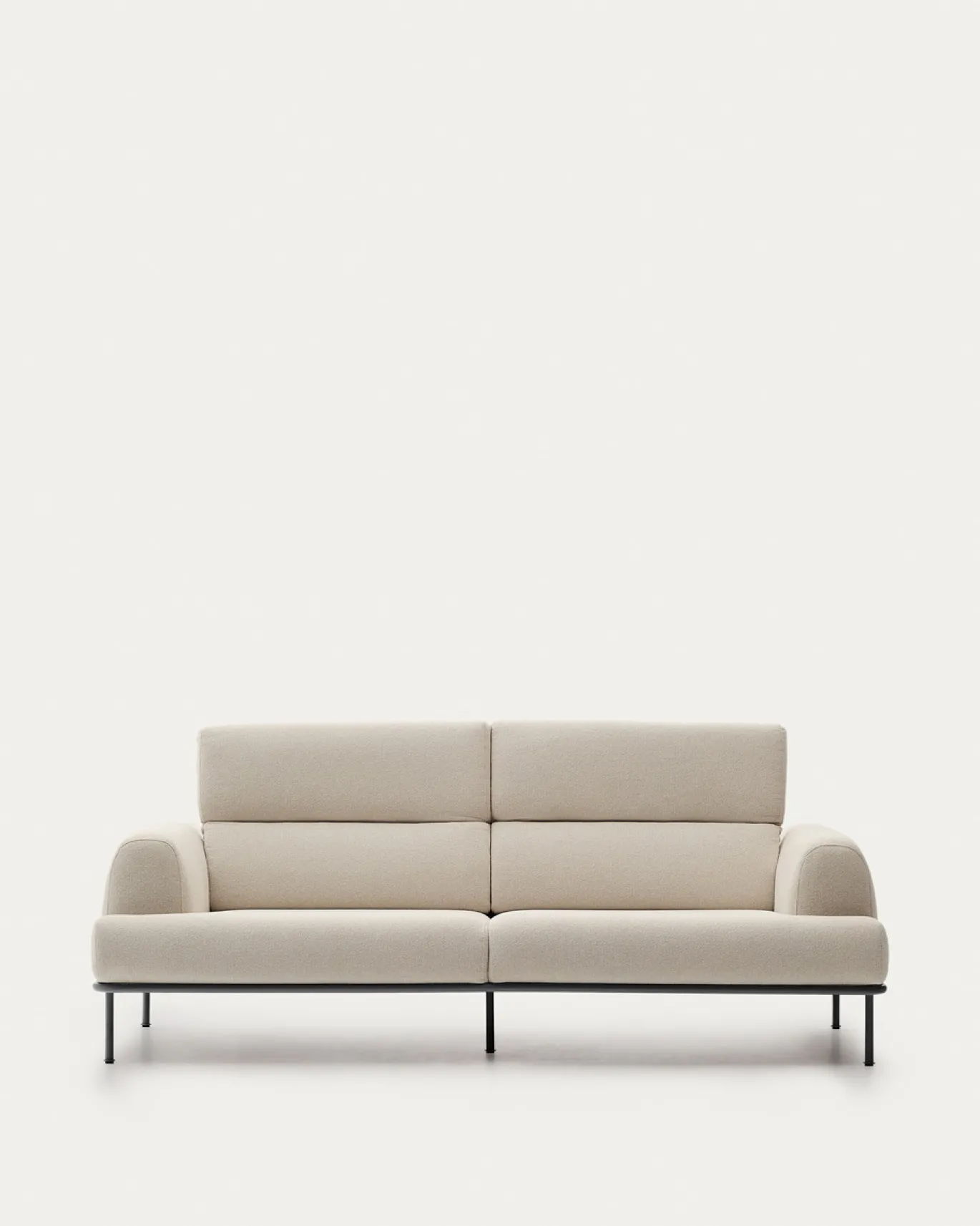 Kave Home 3-zitsbank Aurum Ecru en Matgrijs Onderstel 234cm