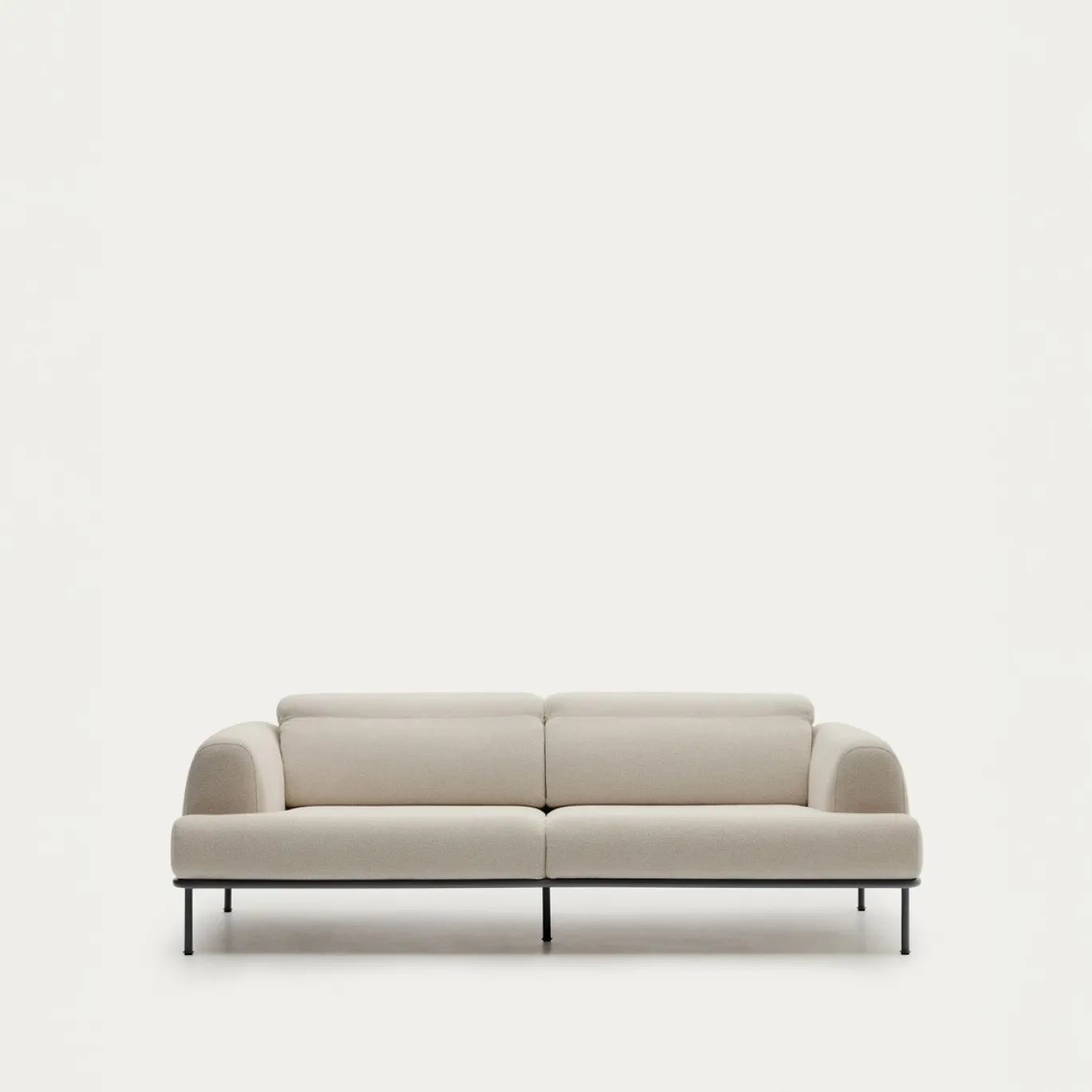 Kave Home 3-zitsbank Aurum Ecru en Matgrijs Onderstel 234cm