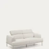 Kave Home 2-zitsbank Aurum Ecru Chenille En Matbeige Metaal 214cm