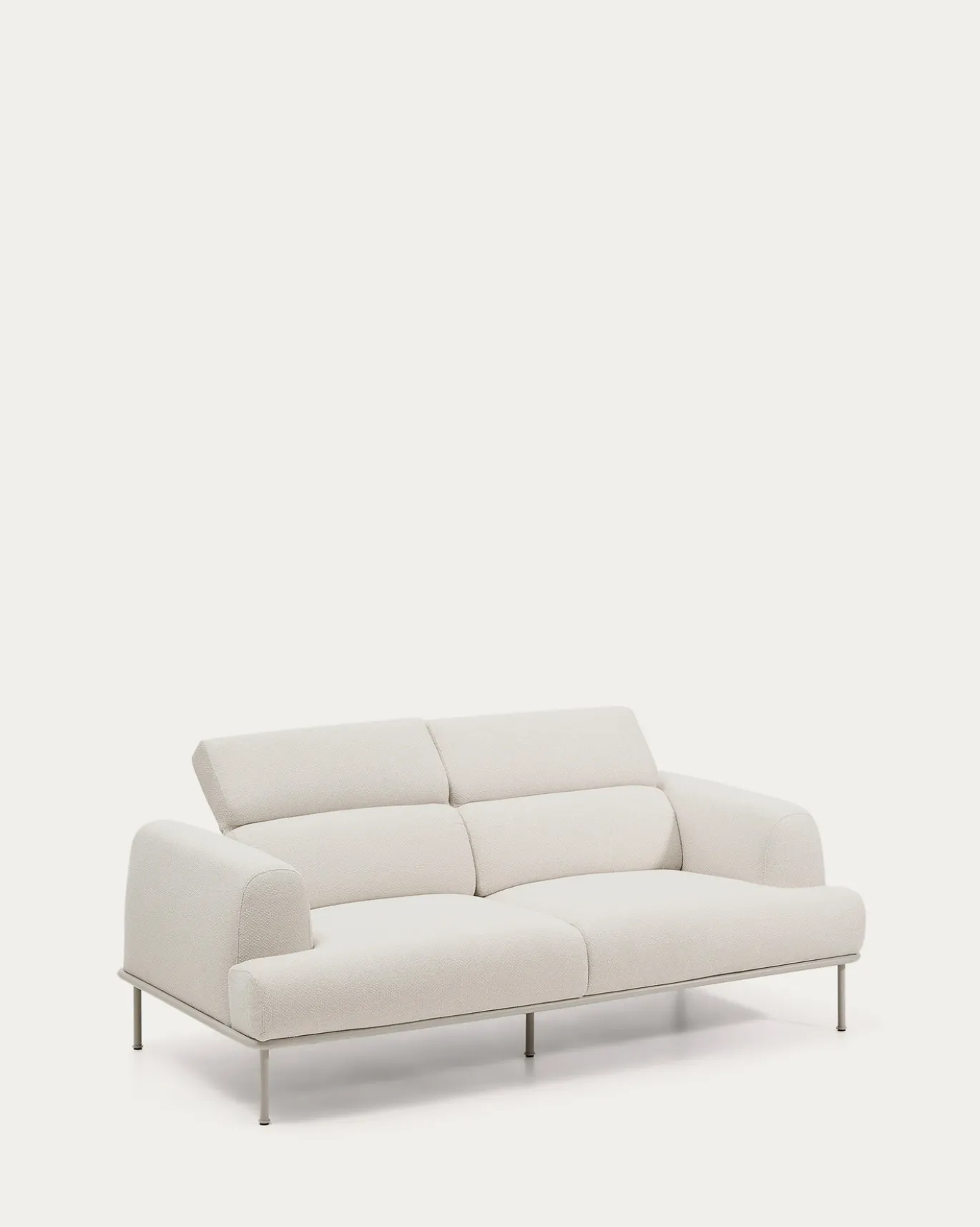 Kave Home 2-zitsbank Aurum Ecru Chenille En Matbeige Metaal 214cm