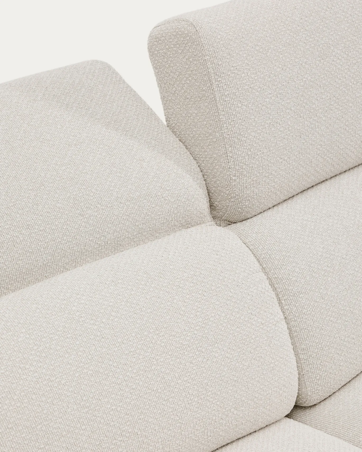 Kave Home 2-zitsbank Aurum Ecru Chenille En Matbeige Metaal 214cm
