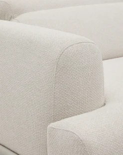 Kave Home 2-zitsbank Aurum Ecru Chenille En Matbeige Metaal 214cm