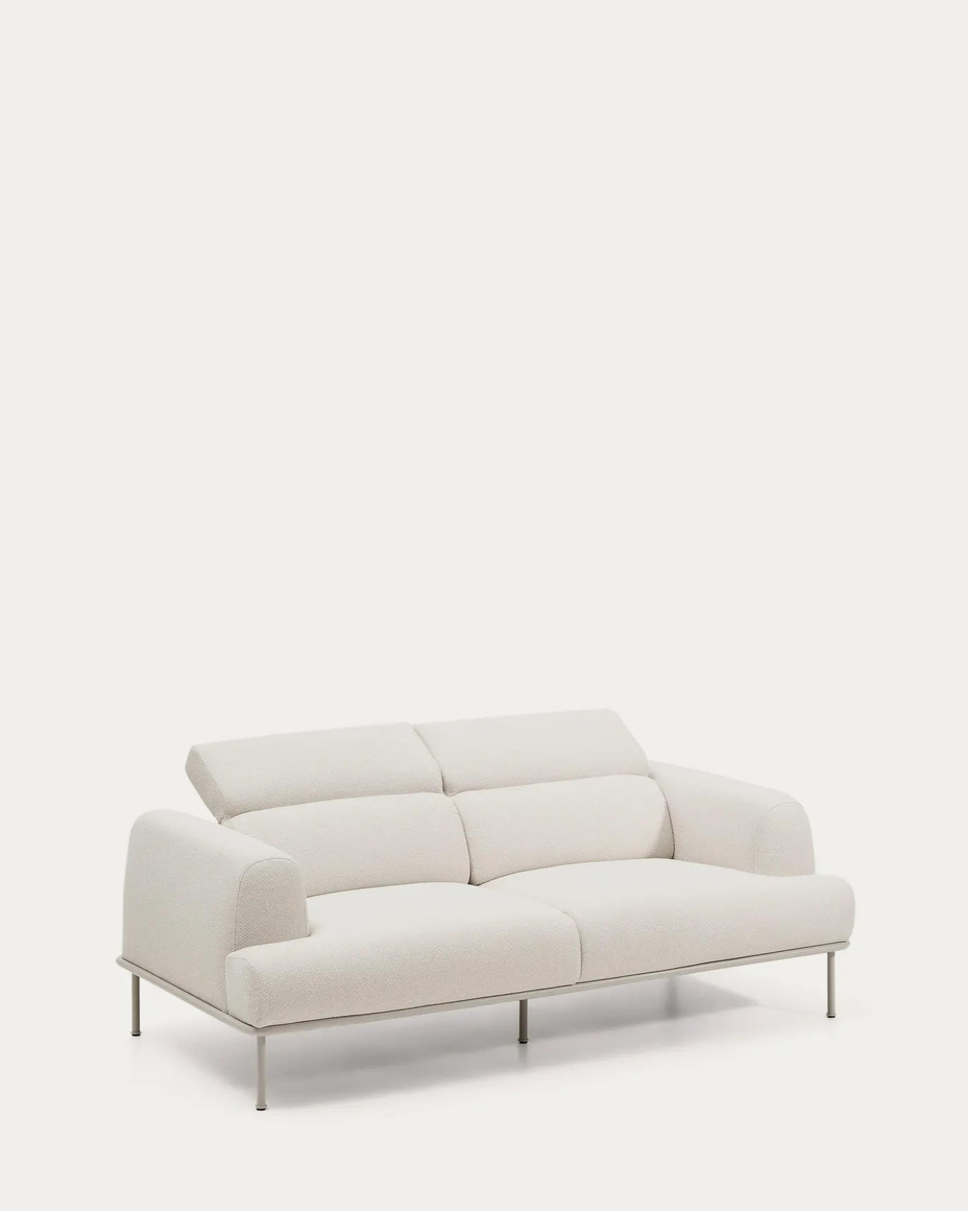 Kave Home 2-zitsbank Aurum Ecru Chenille En Matbeige Metaal 214cm