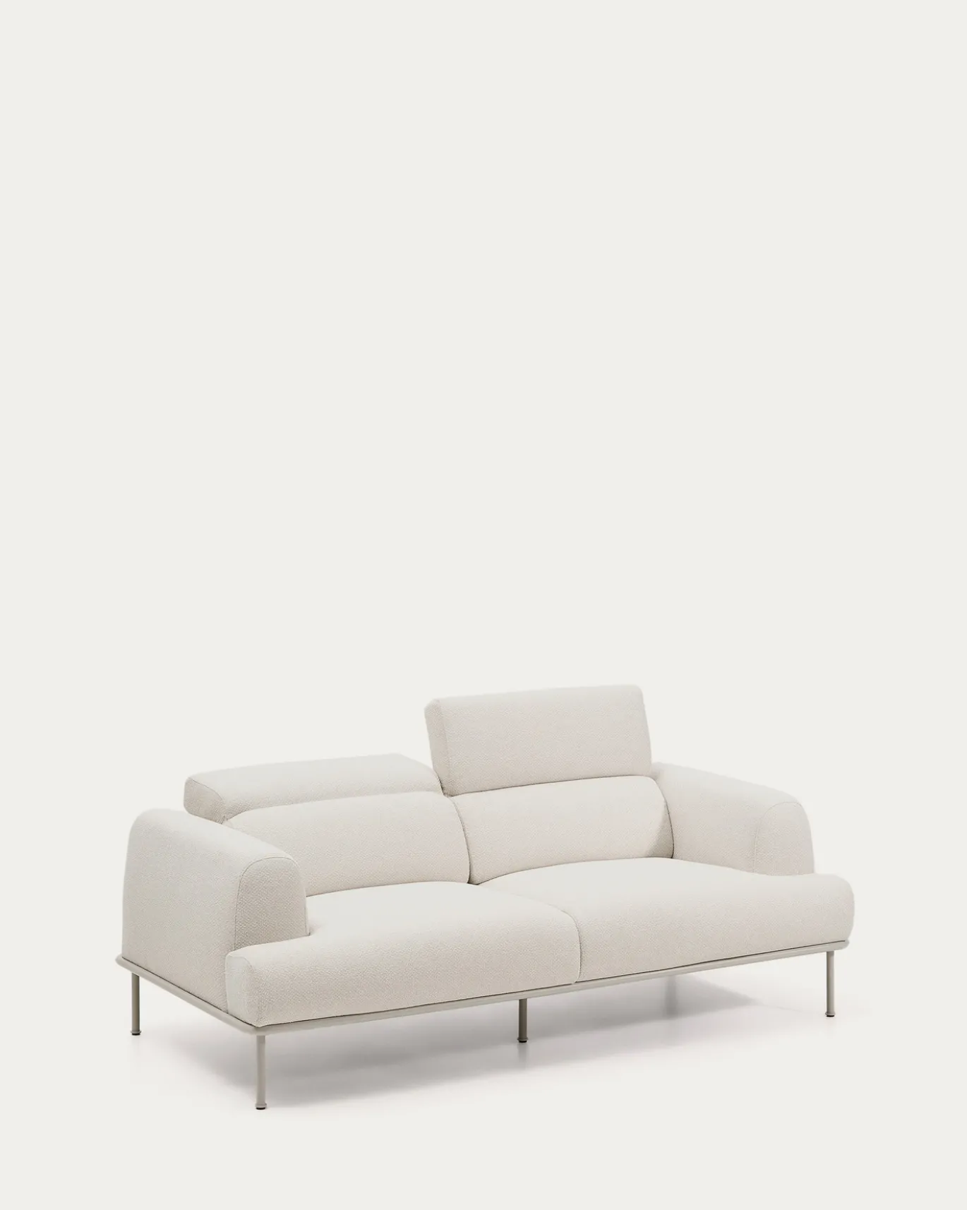 Kave Home 2-zitsbank Aurum Ecru Chenille En Matbeige Metaal 214cm