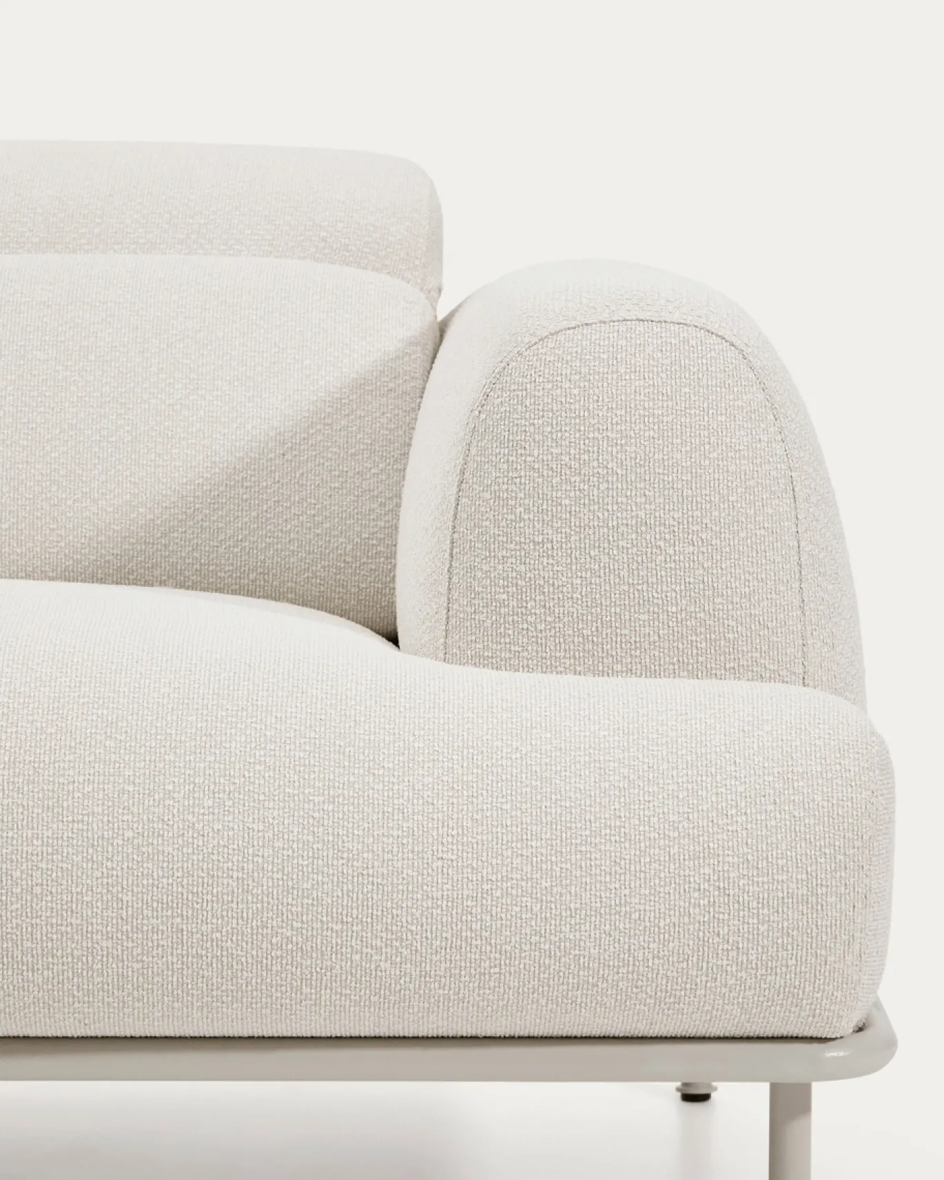 Kave Home 2-zitsbank Aurum Ecru Chenille En Matbeige Metaal 214cm