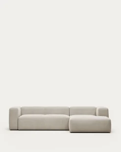 Kave Home 3-zitsbank Blok Beige Ecru Chaise Longue Rechts 300cm