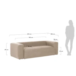 Kave Home 2-zitsbank Blok Beige Ecru 210cm