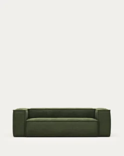 Kave Home 3-zitsbank Blok Groen Ribstof 240cm