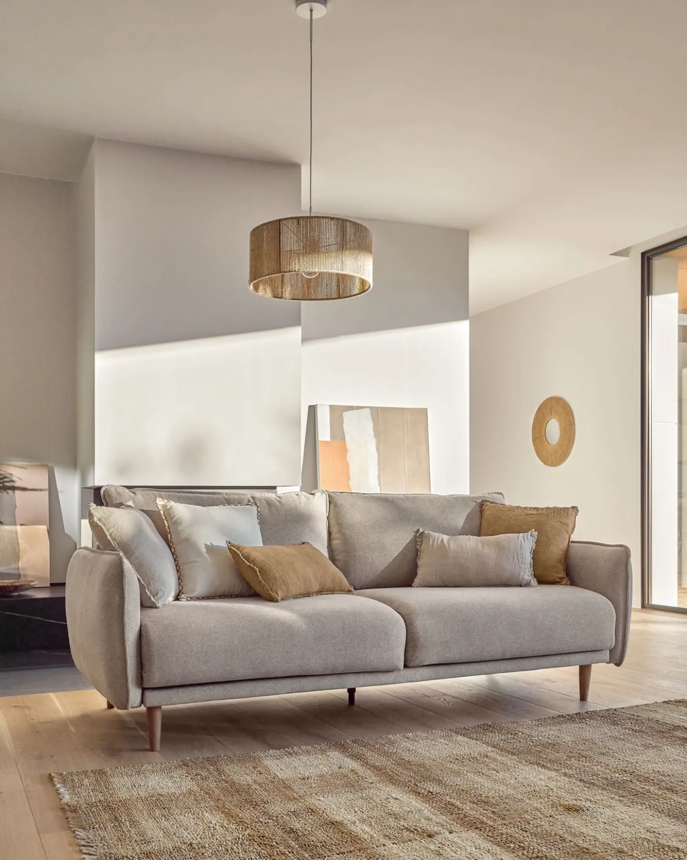 Kave Home 3-zitsbank Carlota Beige 213cm