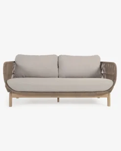 Kave Home 3-zitsbank Catalina Beige Massief Acaciahout 170cm