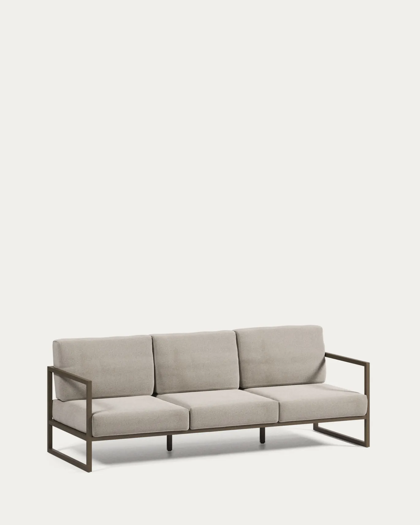 Kave Home 3-zitsbank Comova Outdoor Lichtgrijs en Groen Aluminium 222cm